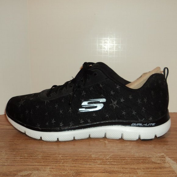 Skechers Women's Size US 11 Shoes Sneakers Black Stars Lace Up - Picture 5 of 10